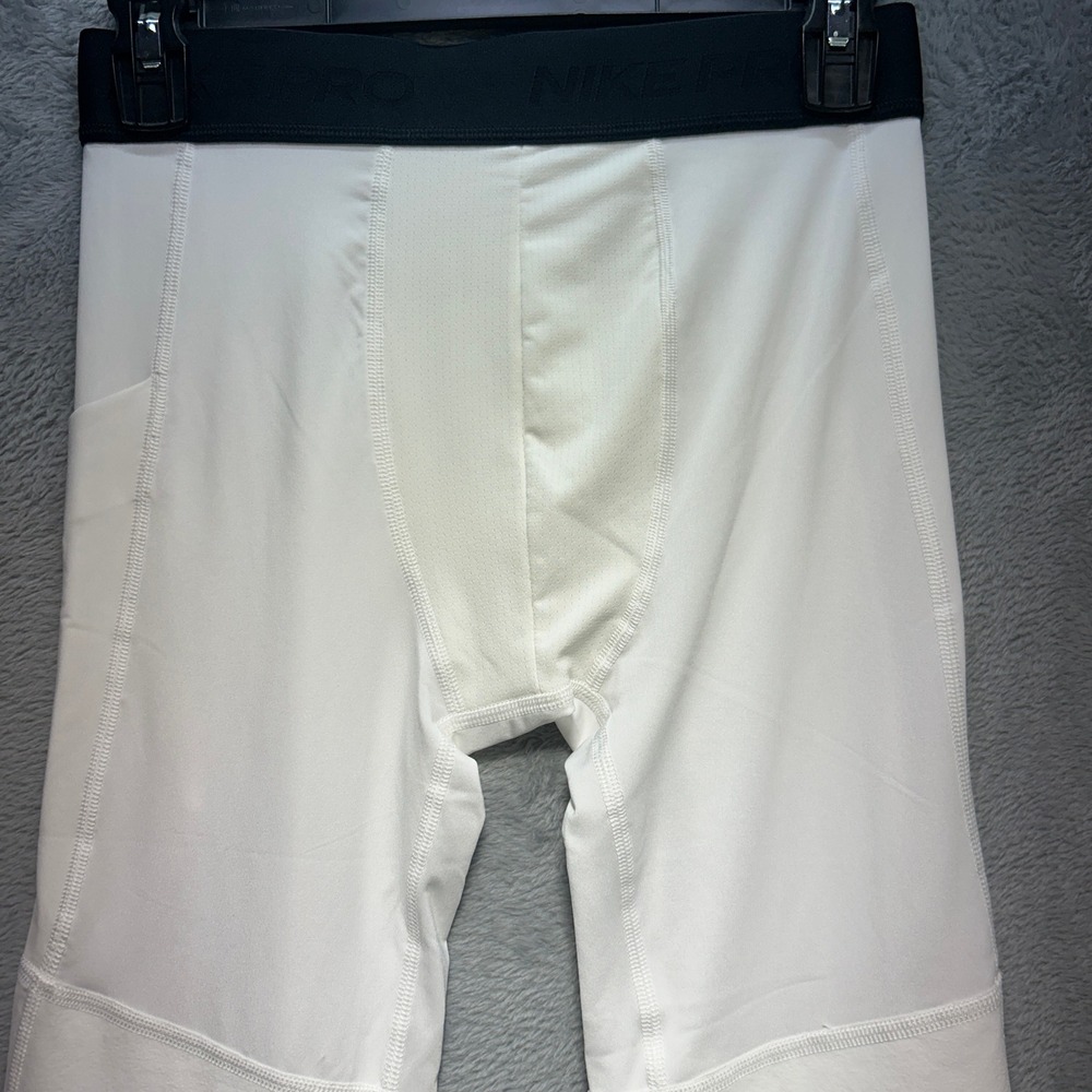 Nike Pro Dri-FIT Boys 3/4 Compression Tights White Black Waistband Size Large - Picture 4 of 12